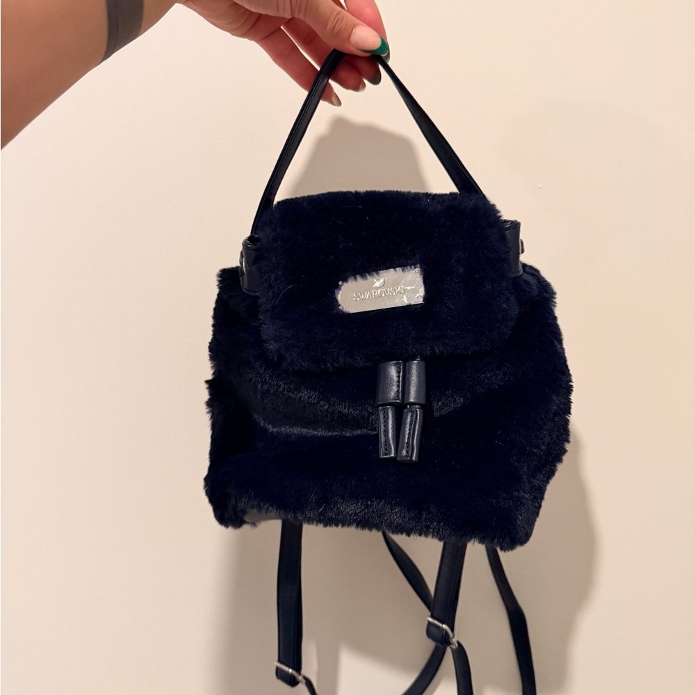 Swarovski Midnight Blue Faux Fur Backpack